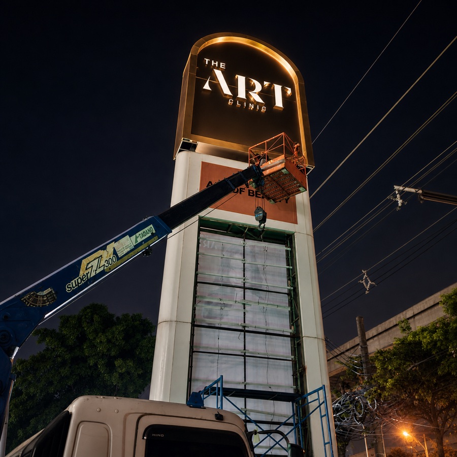 ผลงานป้ายคลินิก ART กลางคืน โดย Banchang Art