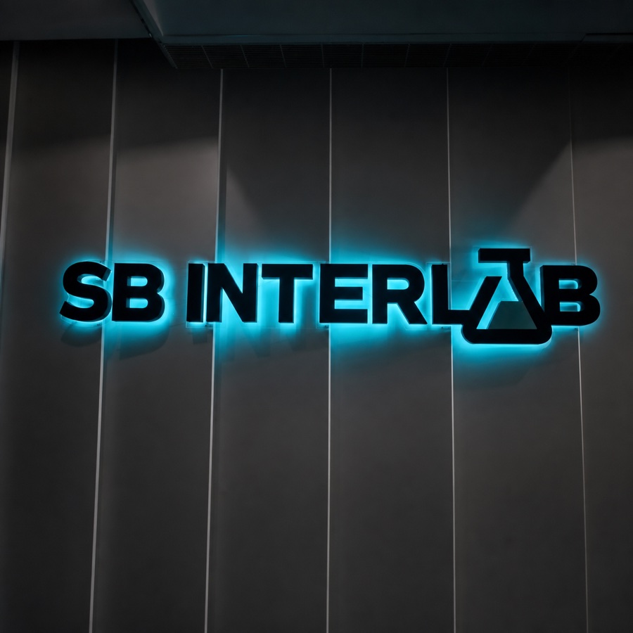 ผลงานป้ายไฟ SB Interlab โดย Banchang Art
